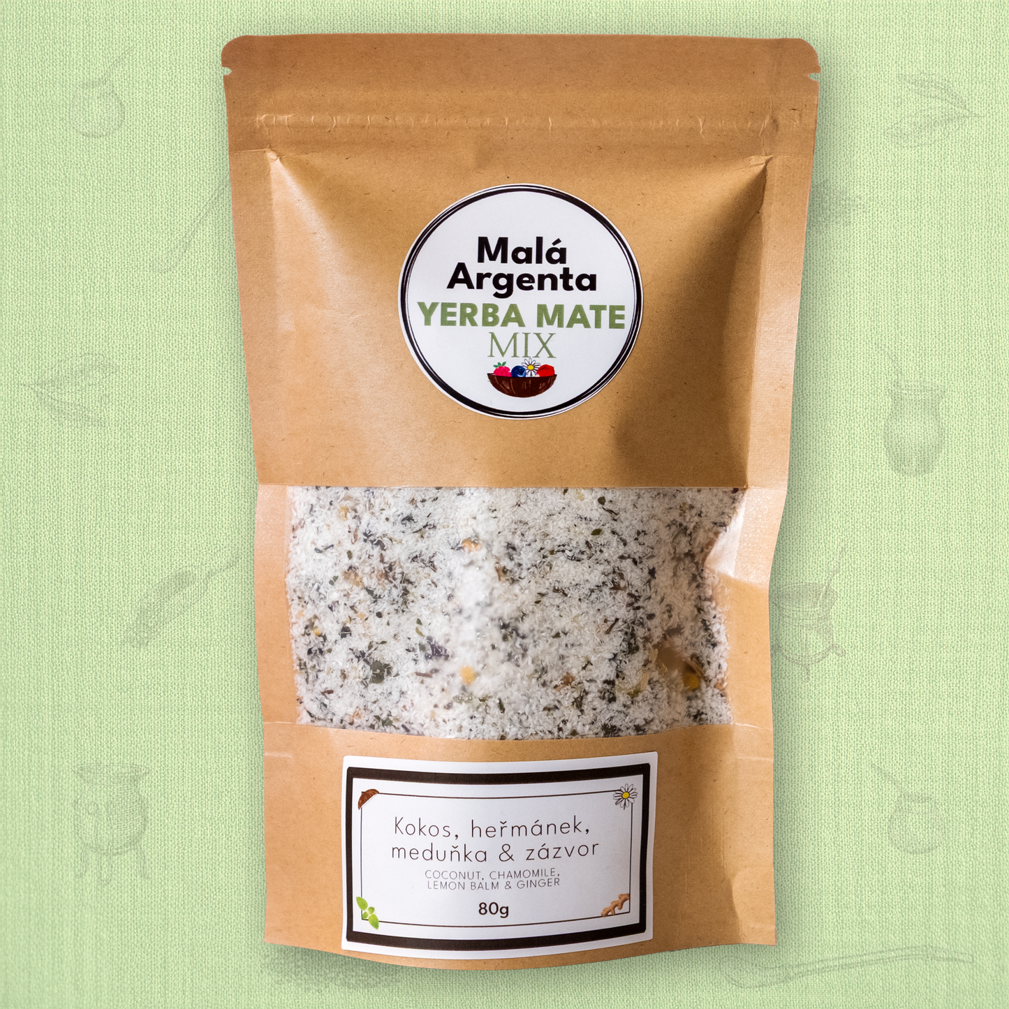 Yerba Mate Mix -Heřmánek, Meduňka & Zázvor- 80g